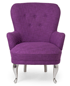 Mia armchair in Atalante fabric color 51 purple. Here, with aluminum base, molded and hand polished in Sweden. Also available with wooden legs in all colors