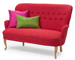 Mia sofa in fabric color Atalante 11 Cerise. Legs in beech, light lacquered.